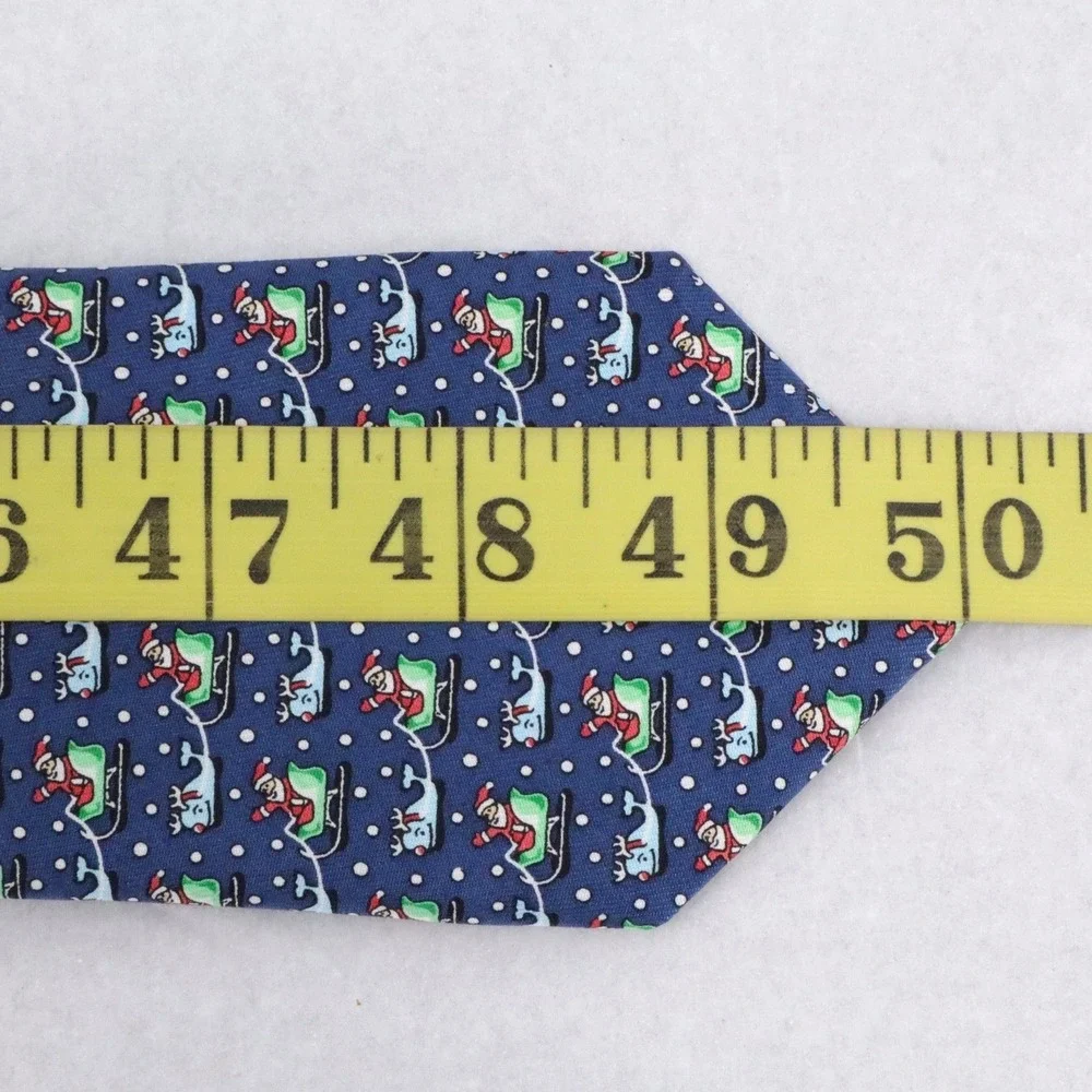 Vineyard Vines Santa Whale Sleigh Blue Silk Christmas Tie Kids Holiday Necktie